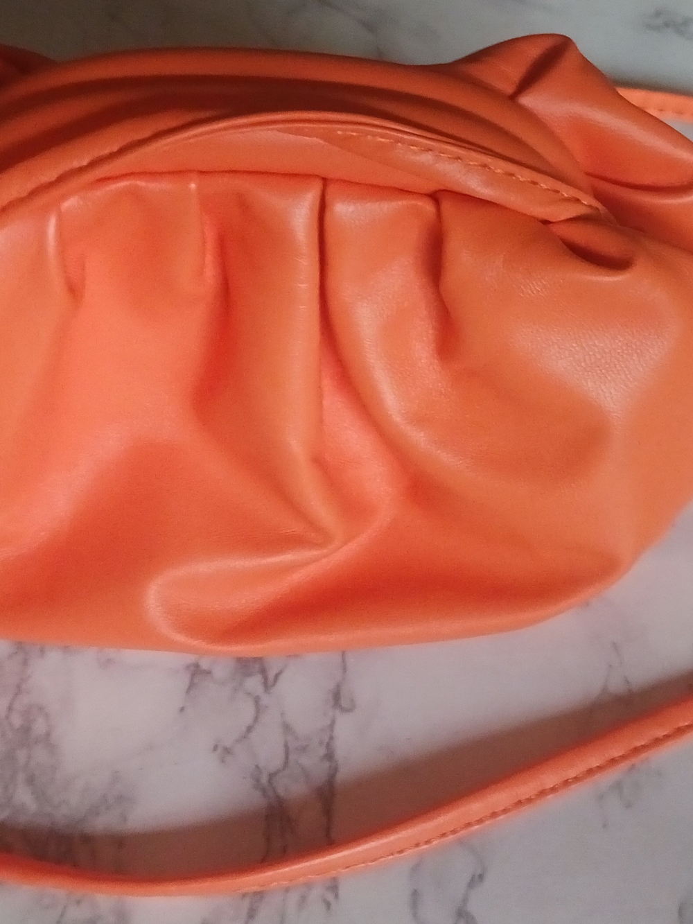 Source Unknown, Small Orange Gathered Crossbody Shoulder Bag